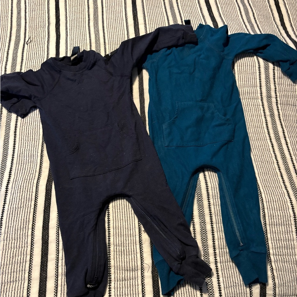 Kids Cozy Footies - Navy and Teal